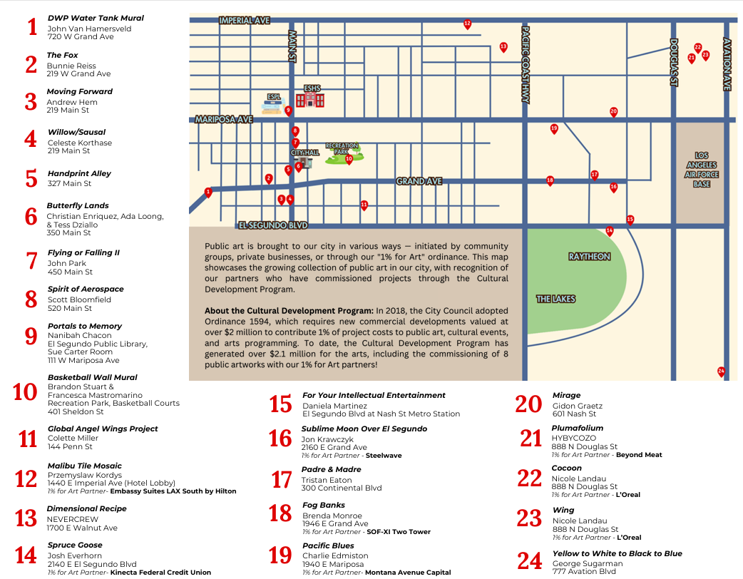 Public Art Map with streets and points with art noted